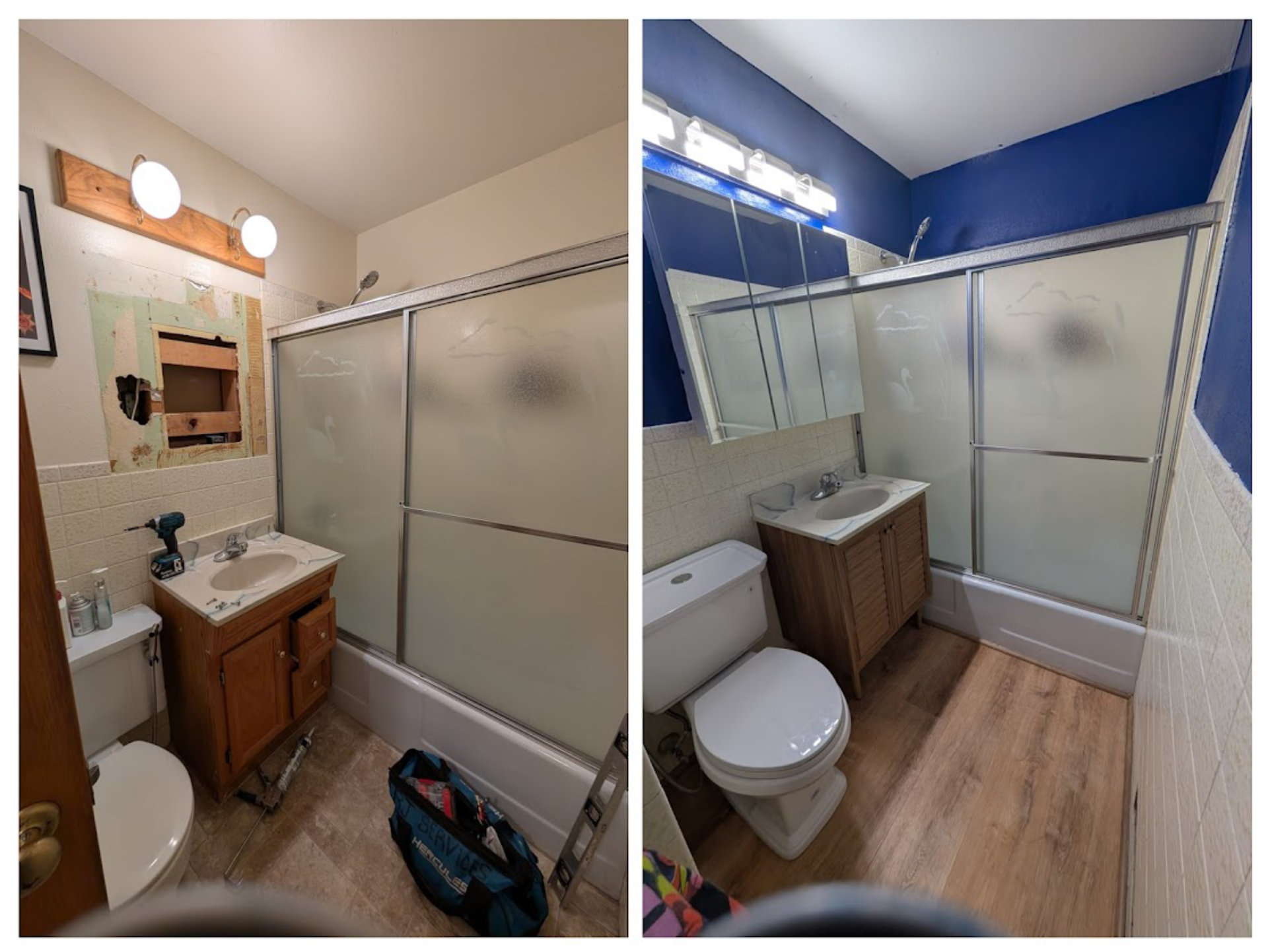 Bathroom before and after